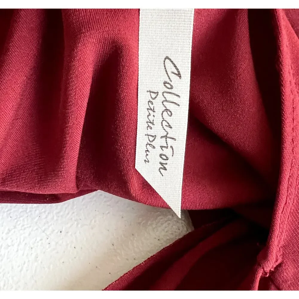 NY Collection Petite Plus Jumpsuit Women Size 1XP Burgundy Flattering Modest